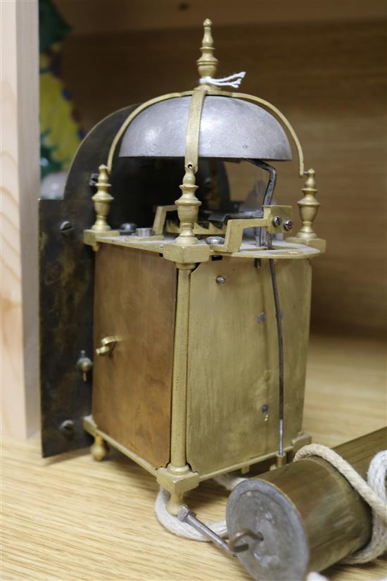 A 17th century style brass lantern clock signed Wm Peck of Bolnhurst 18cm
